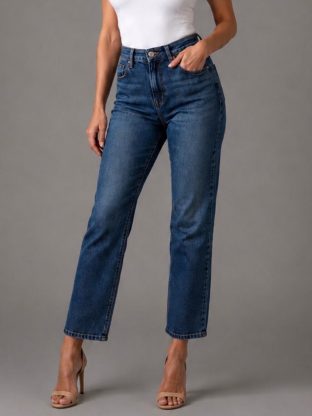 Good American Good Legs Straight Jeans Dark Wash Size 14/32